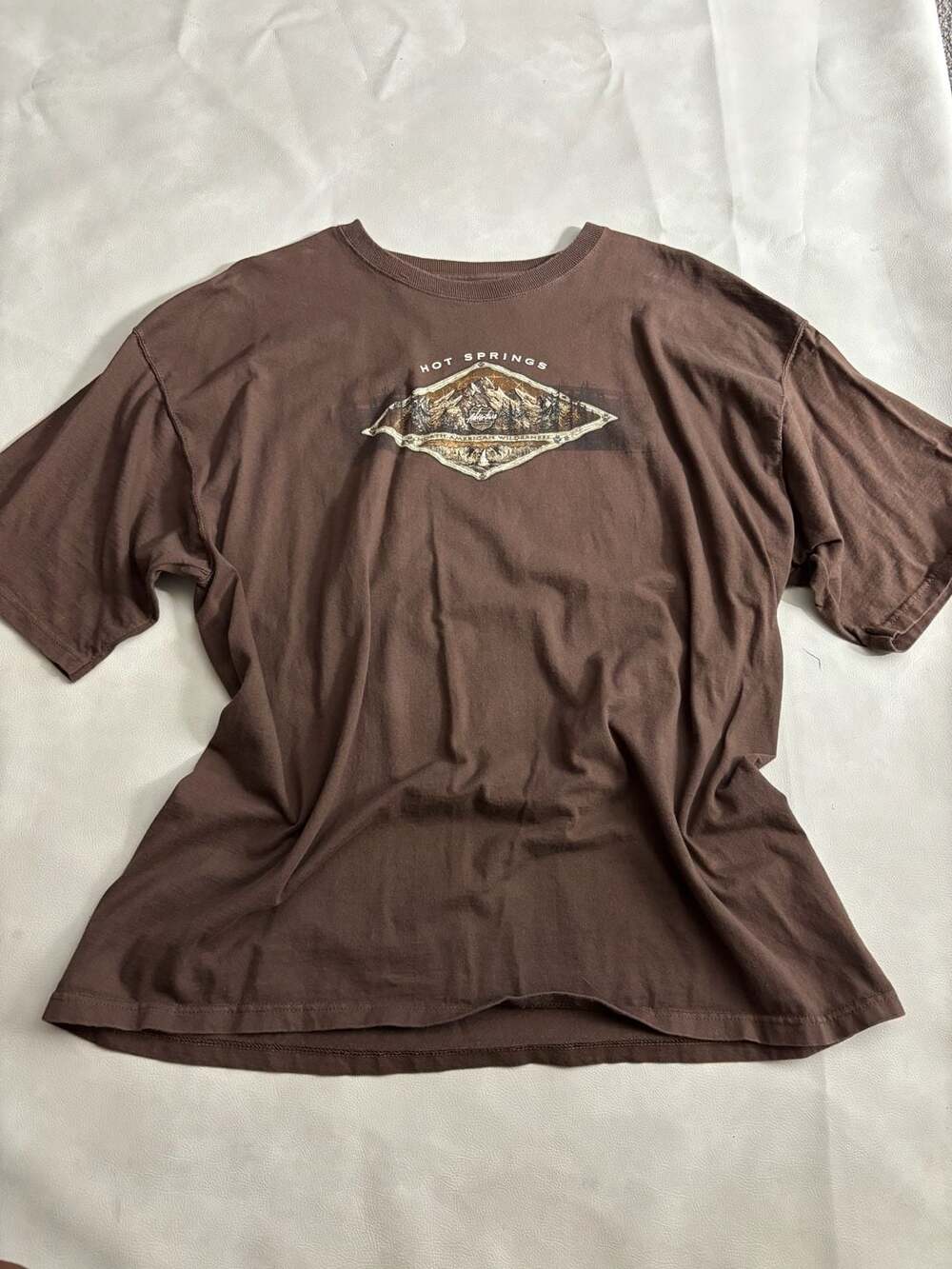 Fruit of the Loom Hot Springs T-Shirt Size 2XL Brown North American Wilderness